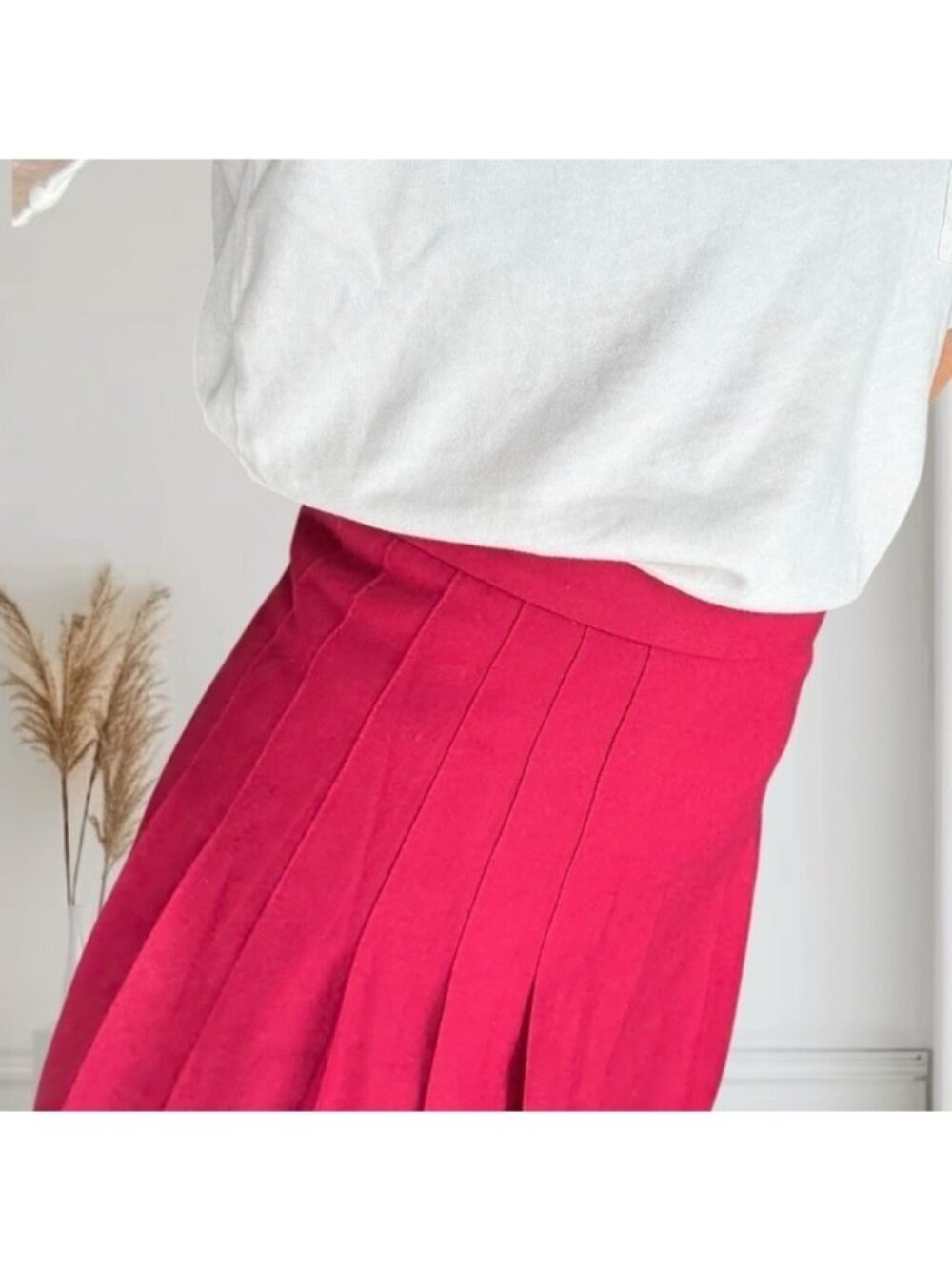 Talbots Vintage 100% Wool Pleated Midi Skirt Size 4P Made in USA